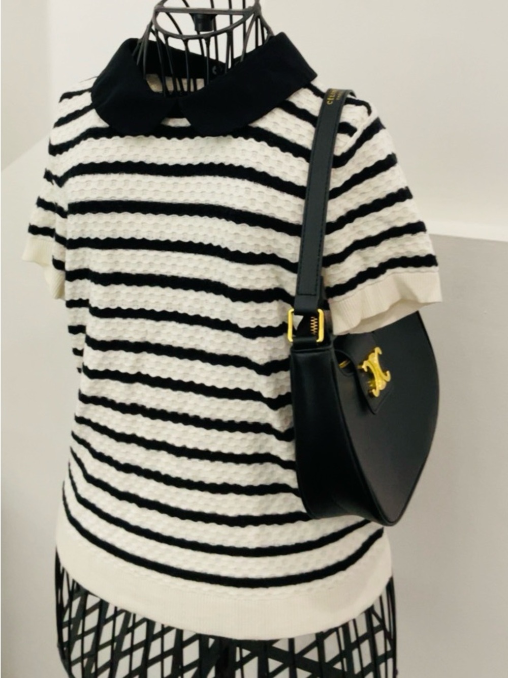 Elle Black and White Striped Top Size S
